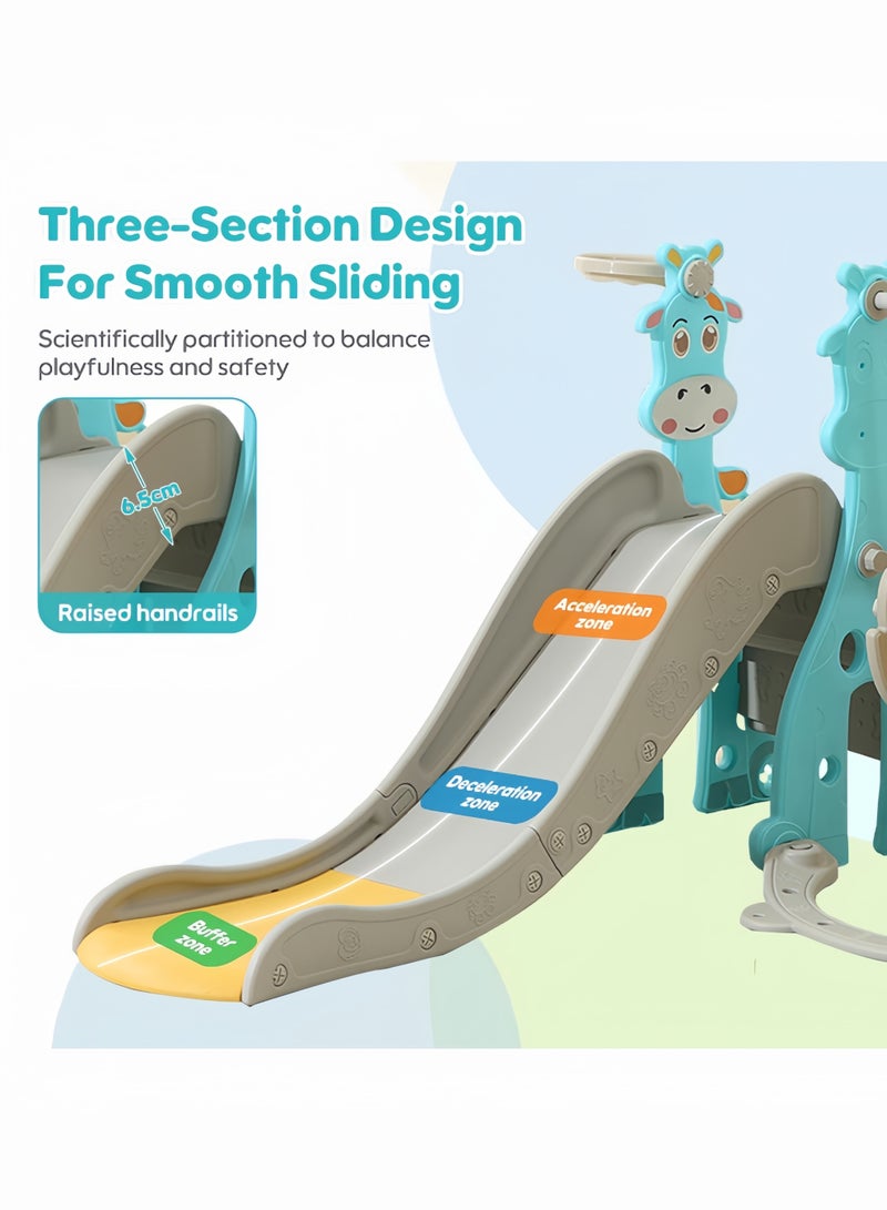 FAMAPY 3-in-1 Toddler Slide Set,Kids Swing And Slide Set Indoor Outdoor with Basketball Hoop & Adjustable Swing for Ages 1-3, 180x140x115cm - Image 5